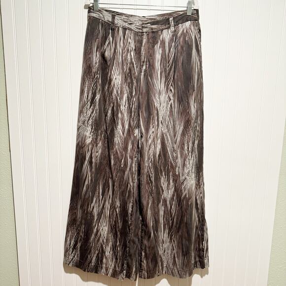 Free People Pants - Free People Feather Print Wide Leg Pants Flowy Wide Leg Festival Boho Size 8